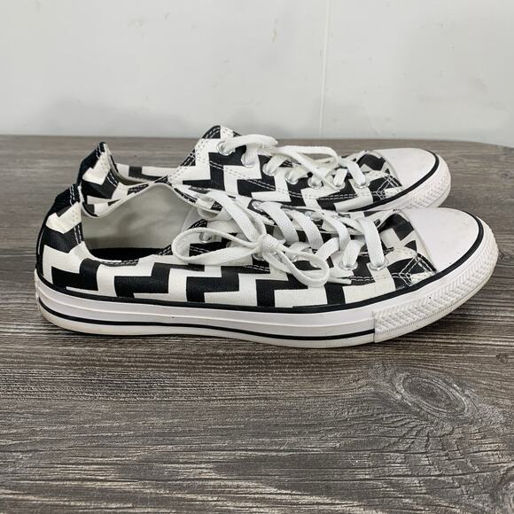 Women's Converse All Star Sneakers Shoes - Size 11 - Black / White Zig-Zag - Picture 2 of 14